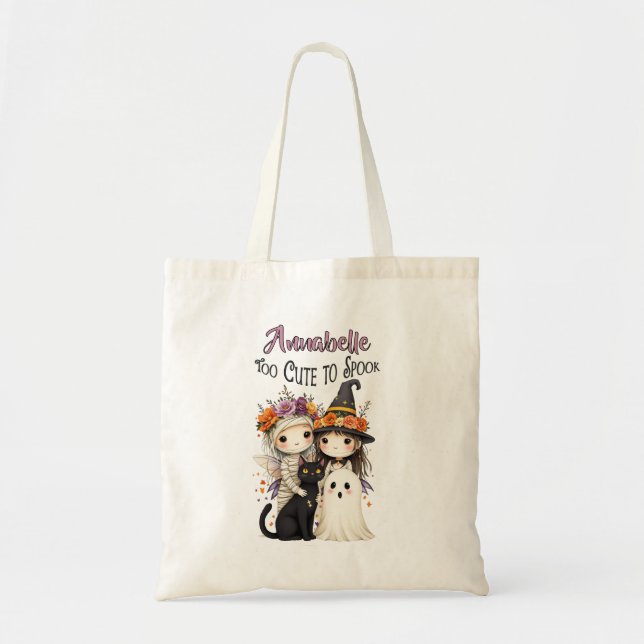  Title Too Cute To Spook Tote Bag, Halloween Tote  (Front)