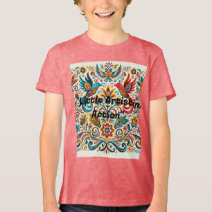 Title: Vibrant Folk Art Floral Pattern T-Shirt Tri-Blend Shirt