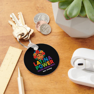 Title: Women Latina Power Flowers Hispanic Month Key Ring