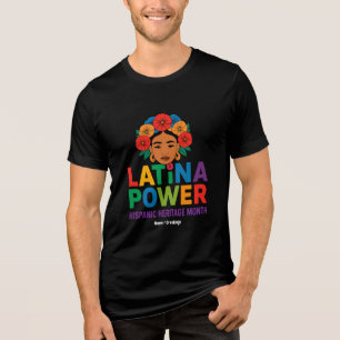 Title: Women Latina Power Flowers Hispanic Month Tri-Blend Shirt