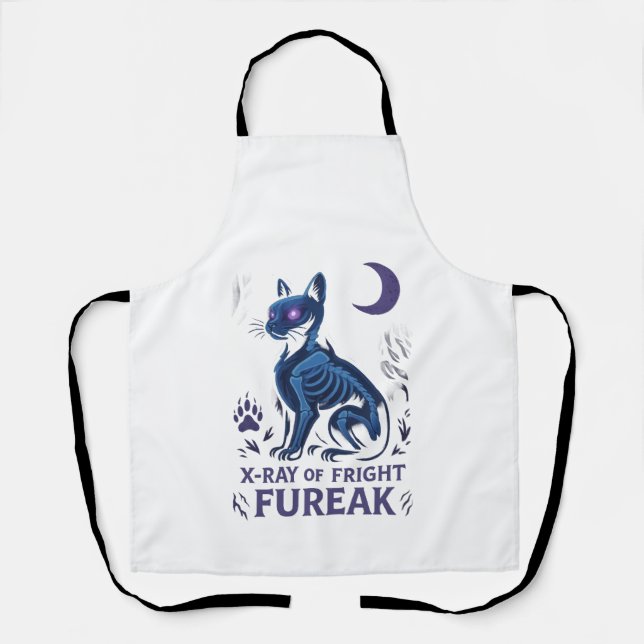Title: X-Ray of Fright Fureak – Halloween Cat Apro Apron (Front)