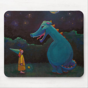 Titled: Alice - Dragon and little girl magician Mouse Mat