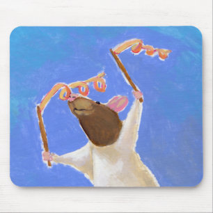 Titled: Rhythmic Gymnastics - fun happy rat art Mouse Mat