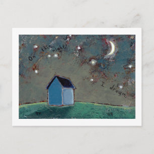 Titled:  Tiny Art #593 - Stars moon house dream Postcard