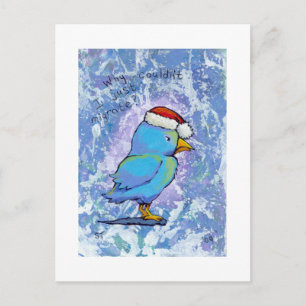 Titled:  Tiny Art #598 - Angry Santa Bird ART Holiday Postcard