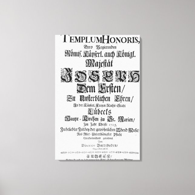 Titlepage of Abendmusik, 1705 Canvas Print (Front)