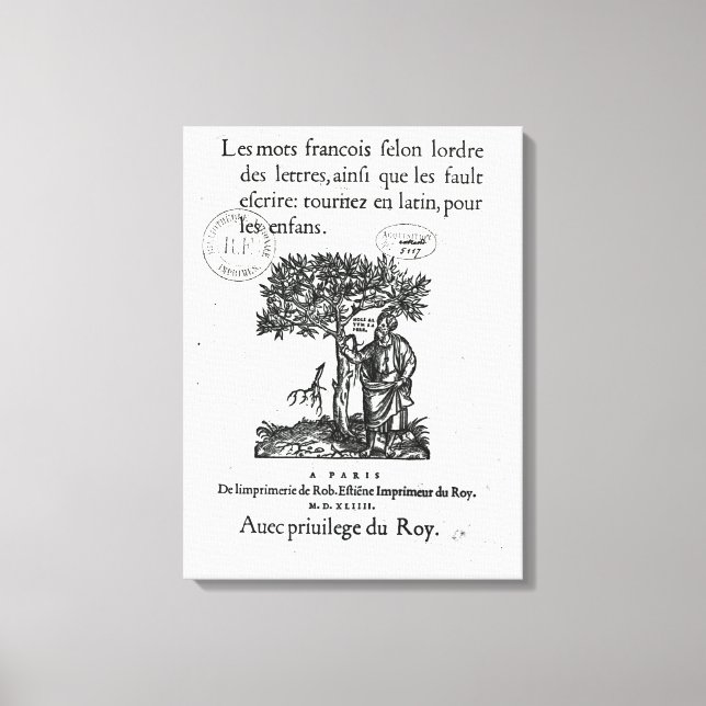 Titlepage of the first French-Latin dictionary Canvas Print (Front)