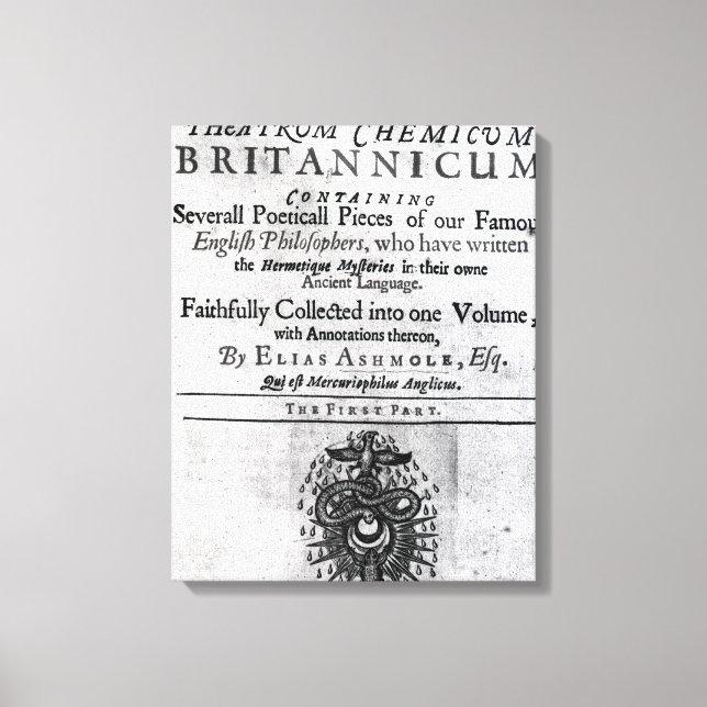 Titlepage 'Theatrum Chemicum Britannicum' Canvas Print (Front)