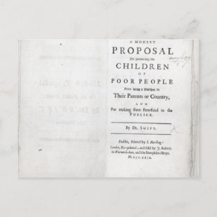 Titlepage to 'A Modest Proposal' Postcard