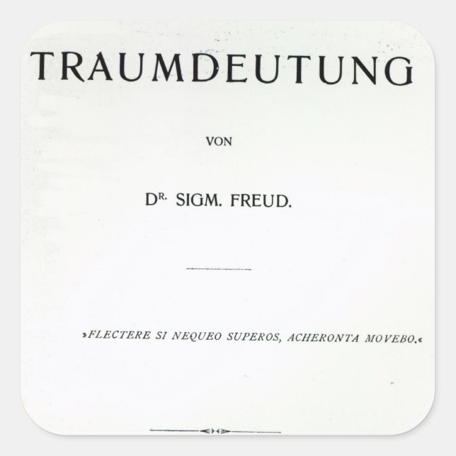 Titlepage to Die Traumdeutung by Sigmund Freud Square Sticker (Front)