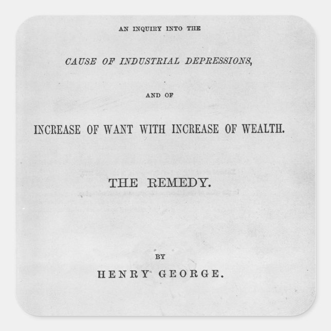 Titlepage to 'Progress and Poverty' Square Sticker (Front)