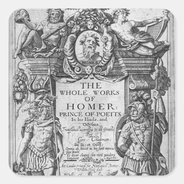 Titlepage to 'The Whole Works of Homer' Square Sticker (Front)