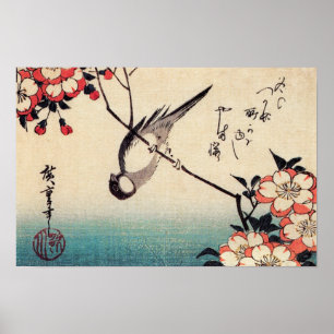Titmice on a Cherry Branch, Hiroshige Poster