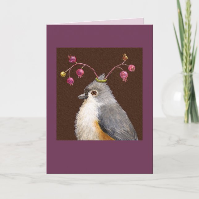 Titmouse and berries card (Front)