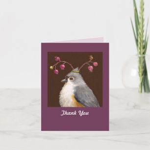 Titmouse and berries thank you notecard
