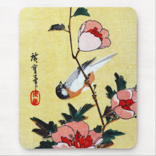 Titmouse and Peonies, Hiroshige Mouse Mat