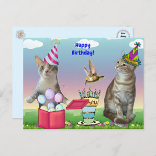 Tito and Taz Birthday Cats Postcard