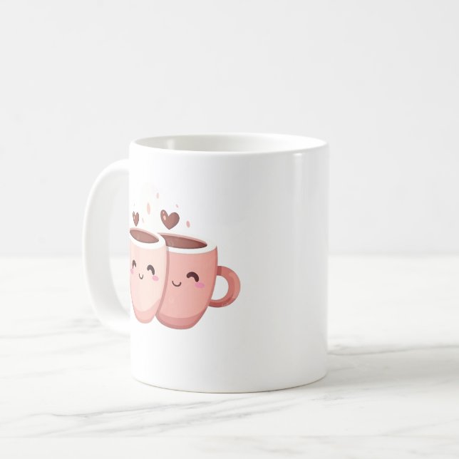 Titre Mug Blanc avec Illustration de Tasses Rose e (Front Left)