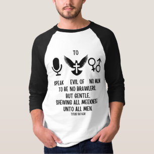 Titus 3:2 KJV Bible Verse Scripture Quote 3/4 Mens T-Shirt