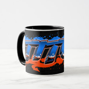 Titus First Name Graffiti blue orange cup