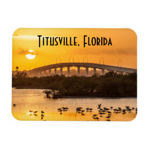 Titusville Florida Bridge Sunset Travel Photo  Magnet