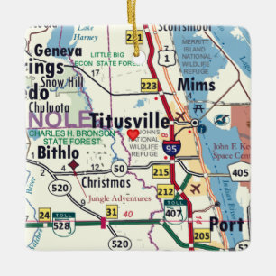 Titusville Florida Map Ceramic Ornament