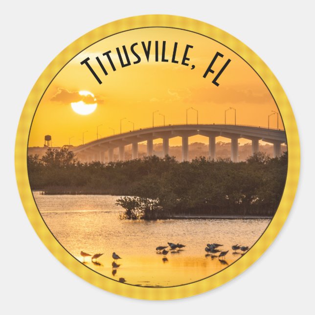 Titusville, Florida Sunset Travel Photography Classic Round Sticker (Front)