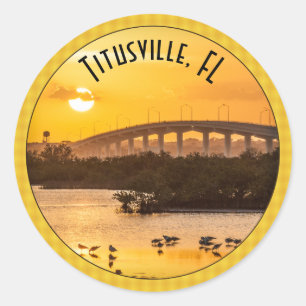Titusville, Florida Sunset Travel Photography Classic Round Sticker