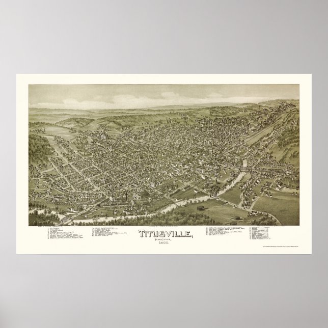 Titusville, PA Panoramic Map - 1895 Poster (Front)