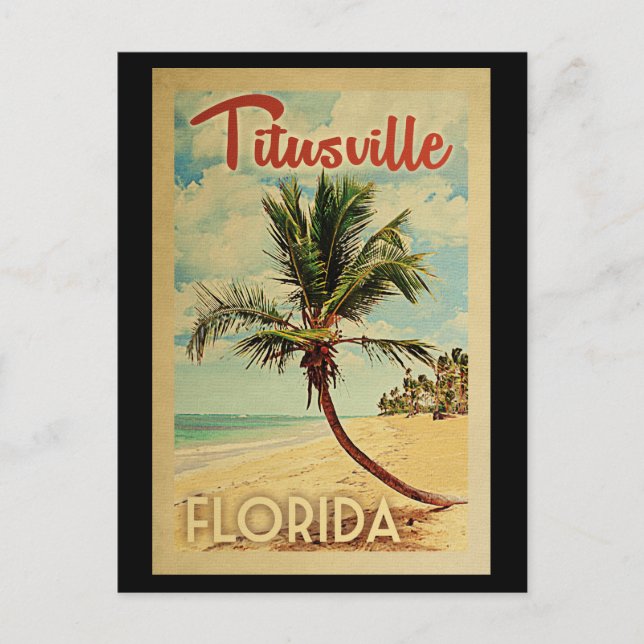 Titusville Postcard Palm Tree Vintage Travel (Front)