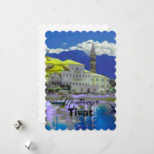 Tivat Montenegro, modern postcard, Coast Travel A Holiday Card