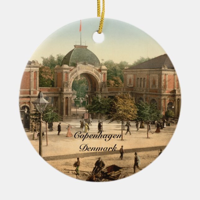 Tivoli Park Entrance Copenhagen Ceramic Tree Decoration (Front)