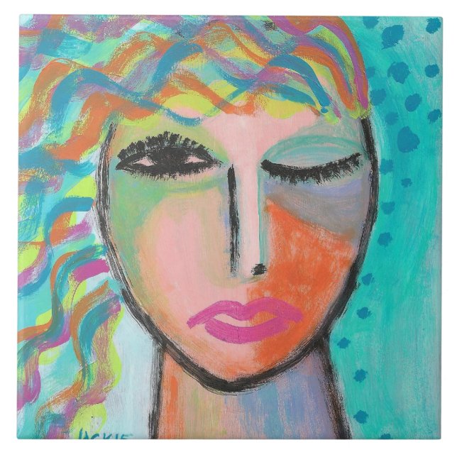 Tizzy Original Abstract Portrait of a Woman Tile (Front)