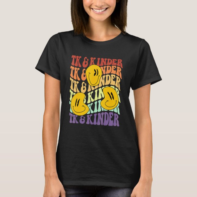 TK and Kinder retro smile face Back To School kind T-Shirt (Front)