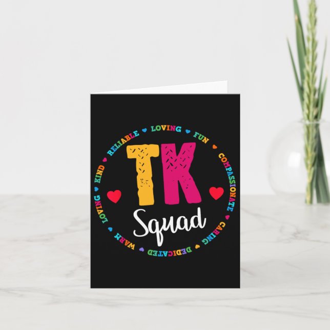 Tk Squad Tee - Transitional Kindergarten Teacher T Card (Front)