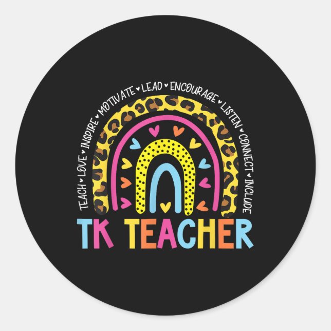 Tk Teacher Back To School Teacher Kid  Classic Round Sticker (Front)