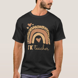 Tk Teacher Leopard Rainbow Kindergarten Back To Sc T-Shirt