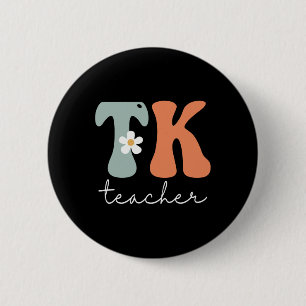 Tk Teacher Retro Groovy Vintage Happy First Day Of 6 Cm Round Badge