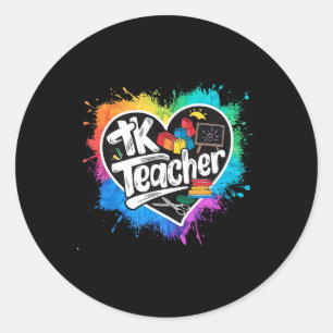 Tk Teacher Transitional Kindergarten Heart Back To Classic Round Sticker