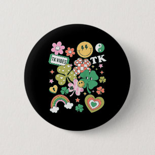 Tk Vibes Retro Teacher St Patricks Day Shamrock Ck 6 Cm Round Badge
