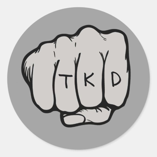 TKD Fist Round Sticker (Front)