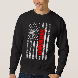 TKD US American Flag Sports Patriotic Taekwondo Sweatshirt