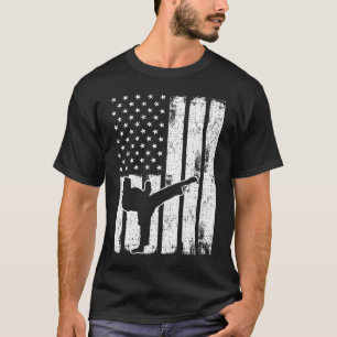 TKD US Vintage American Flag Sports Patriotic Taek T-Shirt