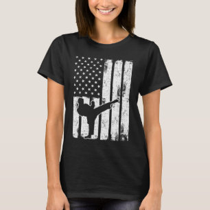 TKD US Vintage American Flag Sports Patriotic Taek T-Shirt