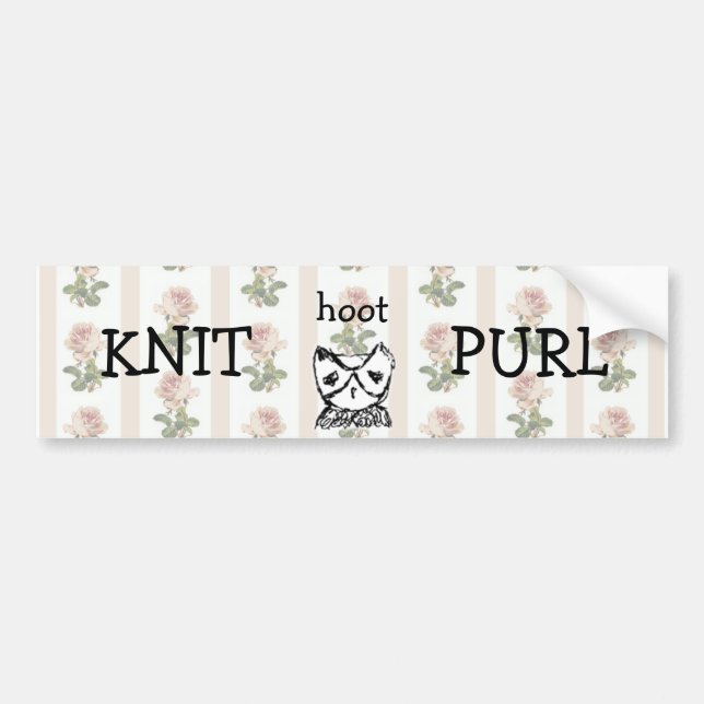 TKZA knit hoot purl bumper sticker (Front)