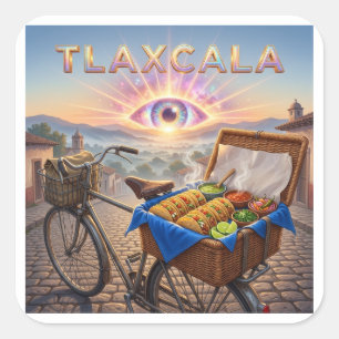 TLAXCALA Basket Tacos at Sunrise Square Sticker