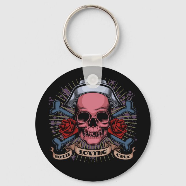 TLC Nurse Skull Key Ring (Front)