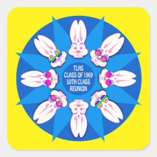 TLHS Bunny Boy Mandala Class Reunion 1969 Square Sticker