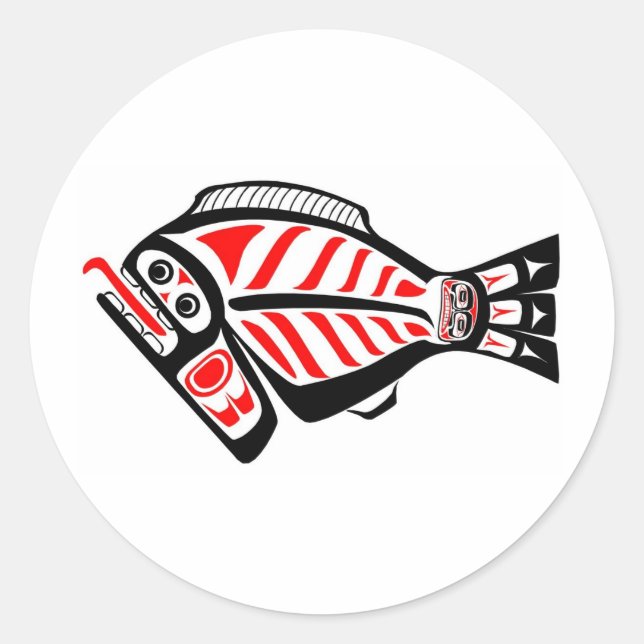 Tlingit Halibut Classic Round Sticker (Front)