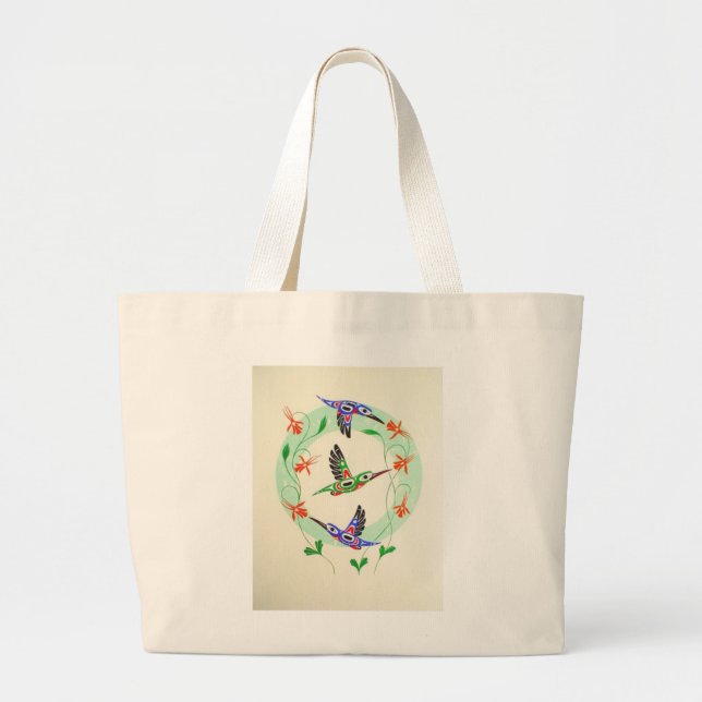 Tlingit Hummingbirds on a tote! Large Tote Bag (Front)